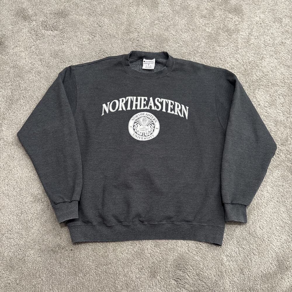 Vintage Y2K Champion Northeastern University Sweatshirt Mens XL Grey Crewneck